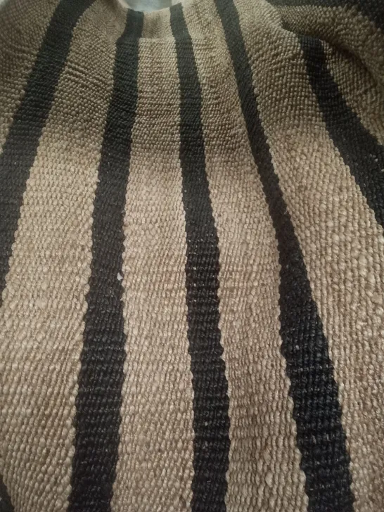 HANDWOVEN BLACK STRIPE JUTE RUG 280X190CM