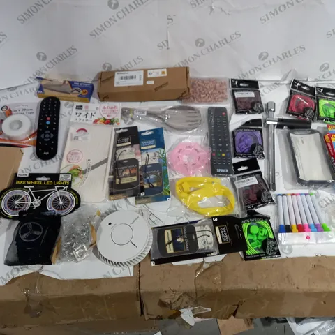 LOT OF APROXIMATELY 15 ASSORTED HOUSEHOLD ITEMS TO INCLUDE SLAM DESCALER, HEMMING TAPE, ELASTIC SHOELACE, AND SKY TV REMOTE ETC. 