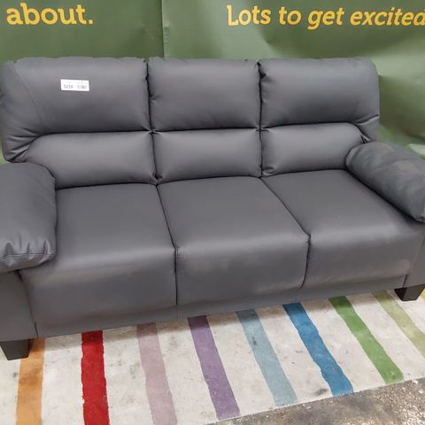 DESIGNER GREY LEATHER FIXED TWO SEATER SOFA 