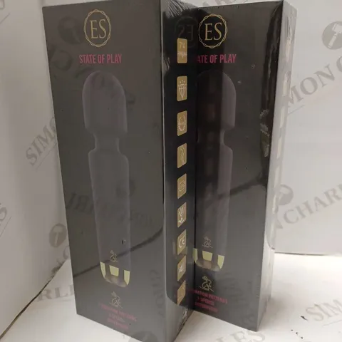 LOT OF 2 EROTIC STATE OF PLAY VIBRATOR WIRELESS WAND MASSAGERS - ES100 