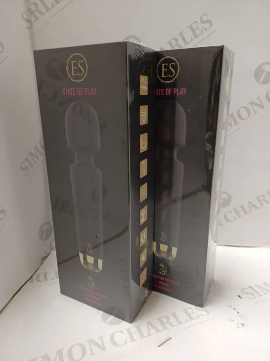 LOT OF 2 EROTIC STATE OF PLAY VIBRATOR WIRELESS WAND MASSAGERS - ES100 