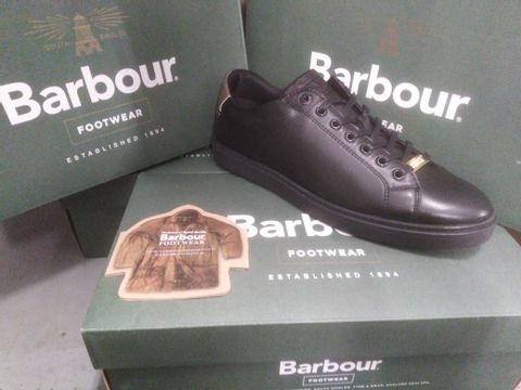 BRAND NEW BOXED BARBOUR INTERNATIONAL HERRERA BLACK AND GOLD SIZE 6