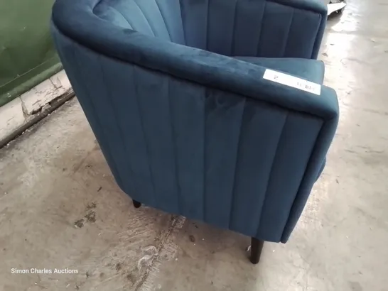 DESIGNER ADWEN TUB CHAIR BLUE VELVET 