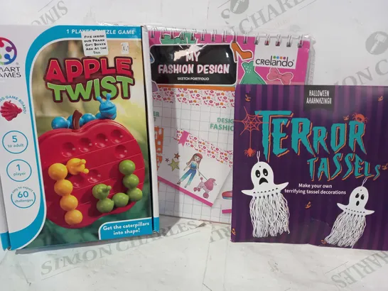 BOX OF APPROXIMATELY 10 ASSORTED TOYS AND GAMES TO INCLUDE APPLE TWIST, TERROR TASSELS, MY FASHION DESIGN, ETC