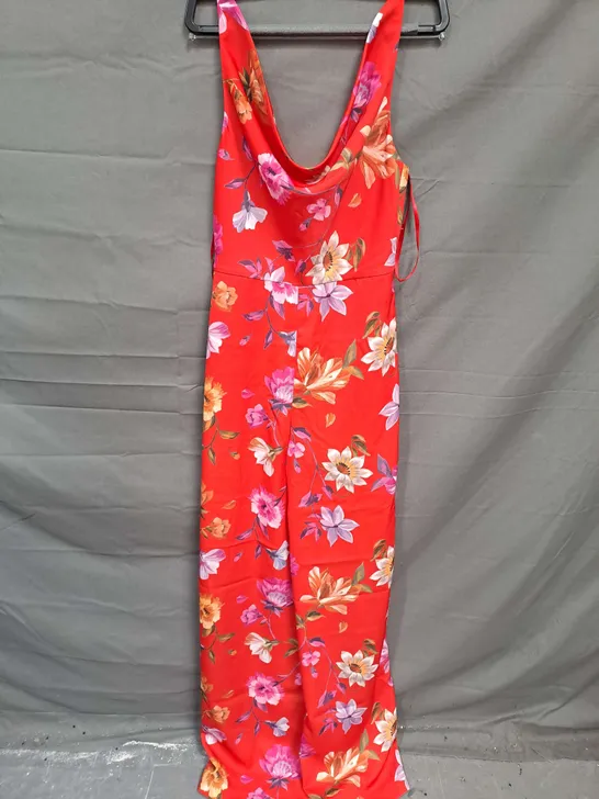 TED BAKER RUBHARB PRINTED JUMPSUIT IN ORANGE SIZE 0