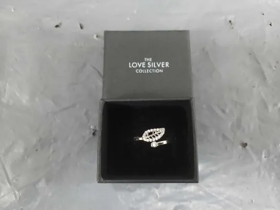 THE LOVE SILVER COLLECTION LEAF CUBIC ZIRCONIA RING RRP £21