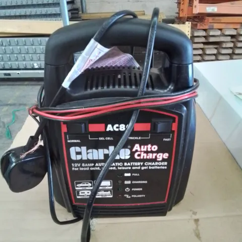 CLARKE AUTO CHARGE 12V 8AMP AUTOMATIC BATTERY CHARGER 