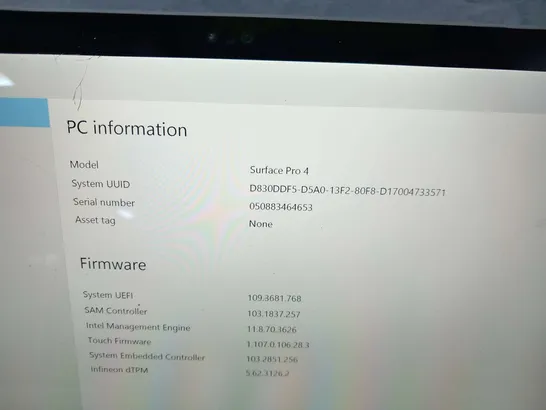 MICROSOFT SURFACE PRO 4 128GB