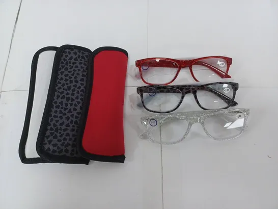 SET OF THREE READING GLASSES (+2.00)