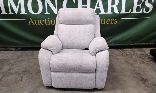 QUALITY BRITISH DESIGNER G PLAN MANUFACTURED KINGSBURY ELECTRIC RECLINER CHAIR - NEBULAR MIST FABRIC 