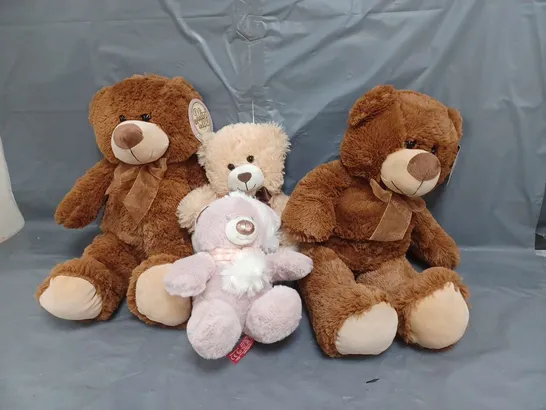 LOT OF 4 ASSORTED MIRI PLUSH SOFT TOY TEDDY BEARS 