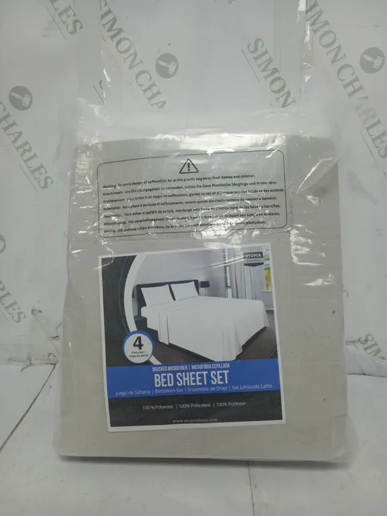 UTOPIA 4 PIECE BEDSHEET SET KING SIZE IN WHITE