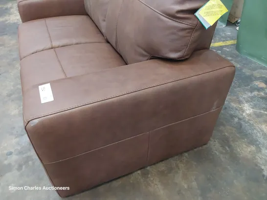 DESIGNER TWO SEATER SOFA BROWN LEATHER 