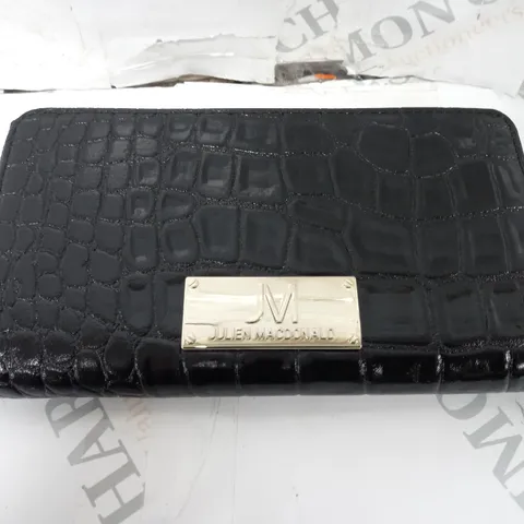 JM FASHION BY JULIEN MACDONALD ZIP AROUND LEATHER PURSE IN BLACK CROC