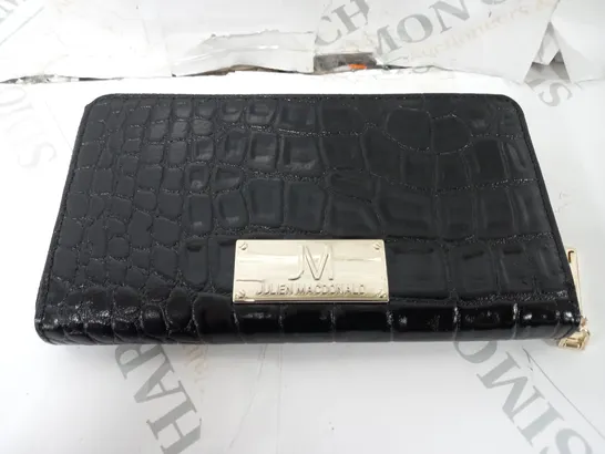 JM FASHION BY JULIEN MACDONALD ZIP AROUND LEATHER PURSE IN BLACK CROC