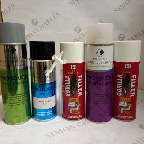 LOT OF APPROXIMATELY 9 ASSORTED AEROSOLS, TO INCLUDE CAR PAINT & GORILLA FILLER - COLLECTION ONLY