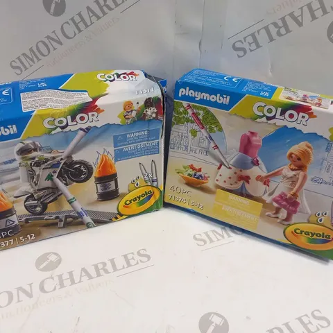 TWO ASSORTED PLAYMOBIL CRAYOLA PRODUCTS TO INCLUDE; 71377 AND 71374