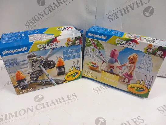 TWO ASSORTED PLAYMOBIL CRAYOLA PRODUCTS TO INCLUDE; 71377 AND 71374