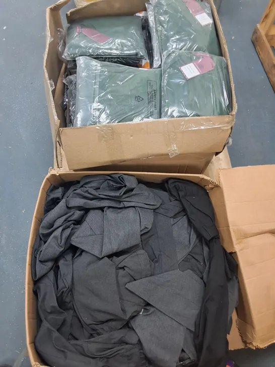 LARGE QUANTITY OF ASSORTED SCHOOL UNIFORM ITEMS TO INCLUDE GREY/BLACK TROUSERS AND JUMPERS IN BLACK/GREEN - VARIOUS SIZES