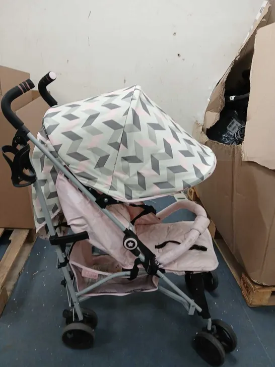 MY BABIIE MB02 STROLLER - PINK AND GREY CHEVRON // COLLECTION ONLY RRP £119.99