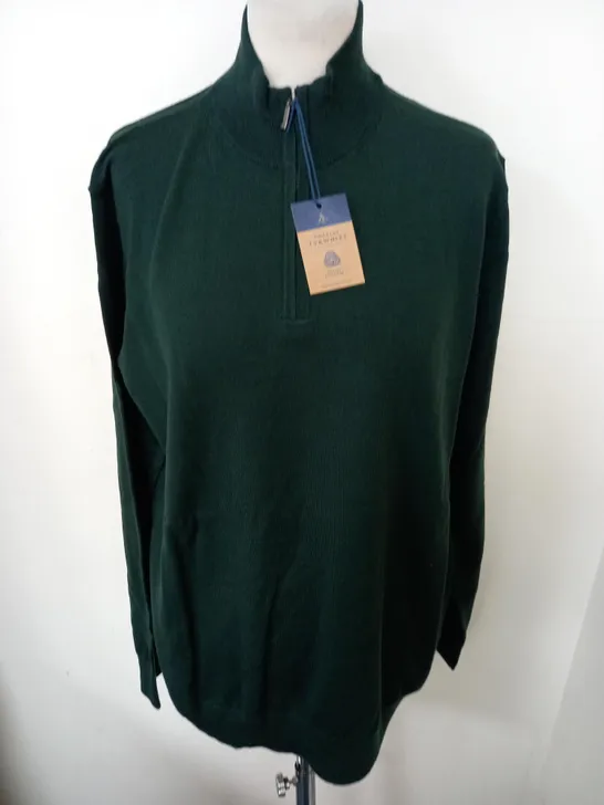 CHARLES TYRWHITT PURE MERINO ZIP NECK JUMPER - MED