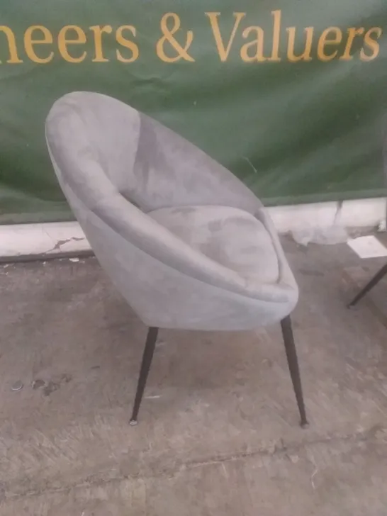 PAIR OF GREY VELVET DINING CHAIRS 