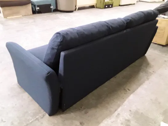 QUALITY DESIGNER FLORASVILLE 3 SEATER SOFA - DARK BLUE FABRIC