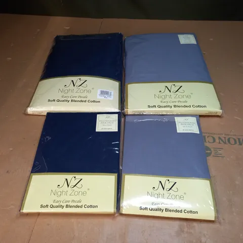 LOT OF 2 PAIRS OF NIGHTZONE PILLOW CASES AND DOUBLE FITTED SHEETS (1 NAVY AND 1 GREY)