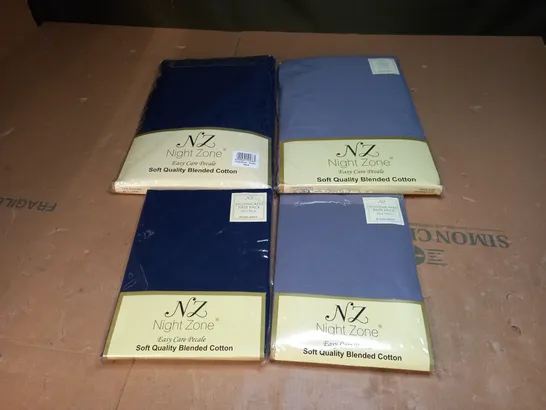 LOT OF 2 PAIRS OF NIGHTZONE PILLOW CASES AND DOUBLE FITTED SHEETS (1 NAVY AND 1 GREY)