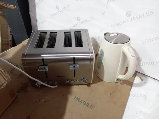 SWAN KETTLE AND FOUR SLICE TOASTER PACK - CREAM RRP £49.99