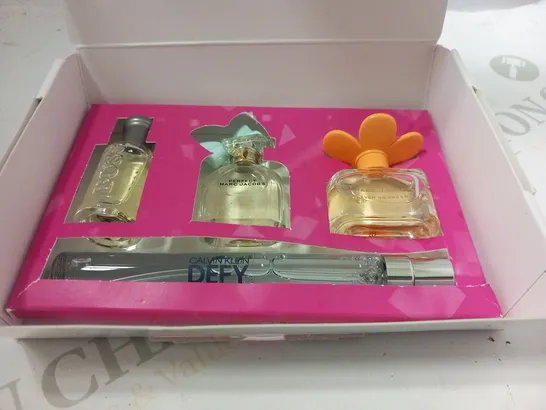 BOXED FRAGRANCE DISCOVERY BOX TO INCLUDE; CALVIN KLEIN, HUGO BOSS AND MARC JACOBS