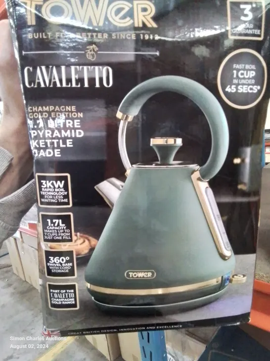 BOXED TOWER CAVALETTO PYRAMID KETTLE WITH FAST BOIL, DETACHABLE FILTER, 1.7L