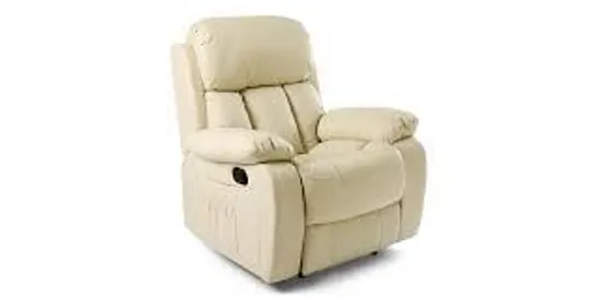 BOXED CHESTER CREAM FAUX LEATHER MANUAL RECLINER CHAIR (1 BOX)