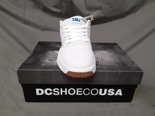 BOXED PAIR OF DC CENTRAL SHOES IN WHITE/BLUE UK SIZE 13