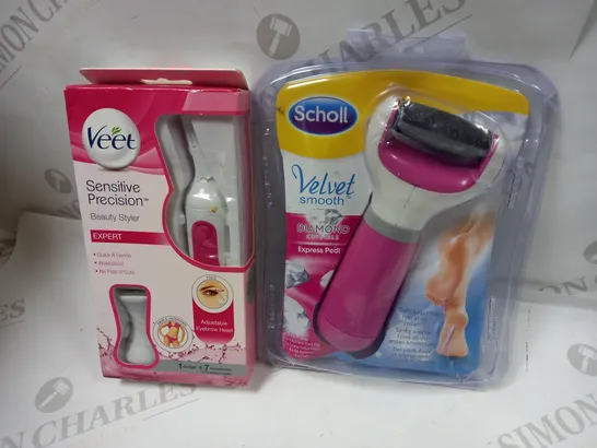 VEET BEAUTY STYLER AND SCHOLL VELVET SMOOTH PEDI ROLLER BUNDLE