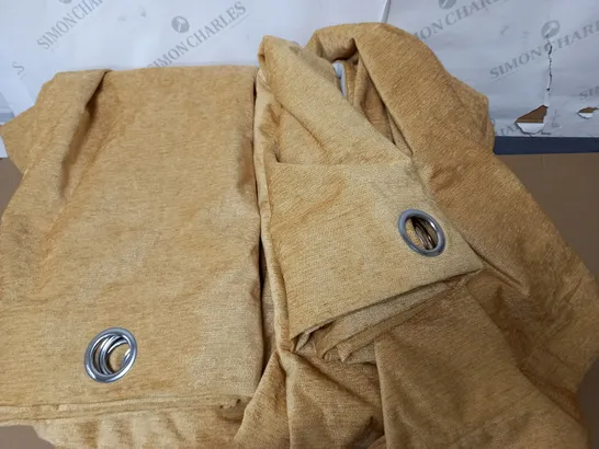 PAIR OF EYELET CURTAINS IN MUSTARD - SIZE UNSPECIFIED