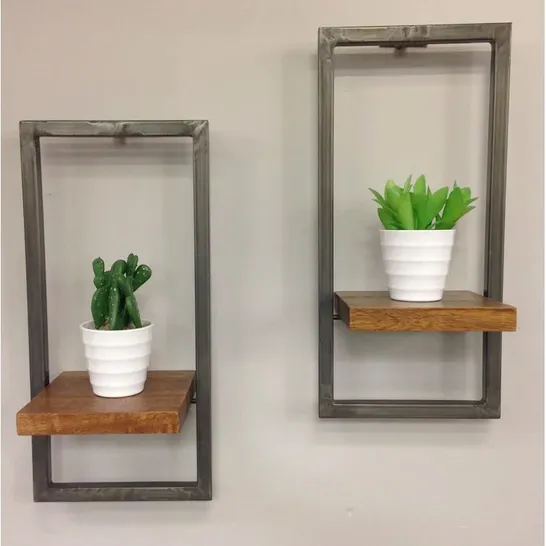 BOXED GARDENER 2 PIECE MANGO SOLID WOOD ACCENT SHELF - SET OF 2