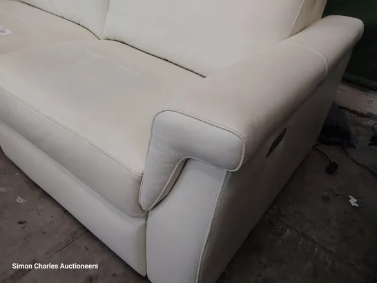 QUALITY ITALIAN DESIGNER ADRIANO POWER RECLINING THREE SEATER SOFA WHITE LEATHER 