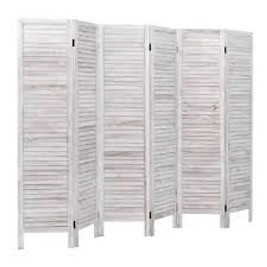 BOXED COSTWAY 6 PANELS CLASSIC VENETIAN WOODEN SLAT ROOM SCREEN - WHITE (1 BOX)