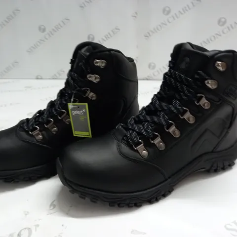 GELERT BLACK LEATHER WALKING BOOTS - UK 8