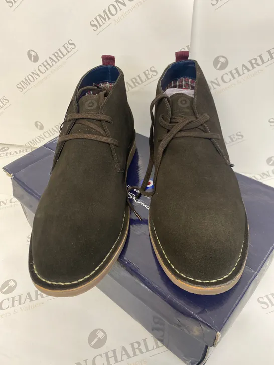 BOXED PAIR OF BEN SHERMAN DARK BROWN SHOES SIZE 11