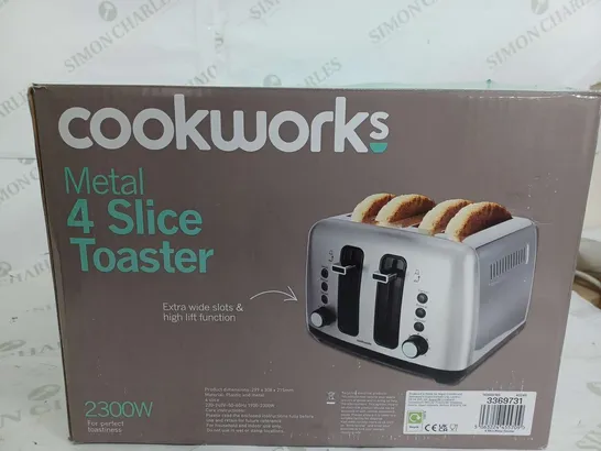 BOXED COOKWORKS METAL 4 SLICE TOASTER 