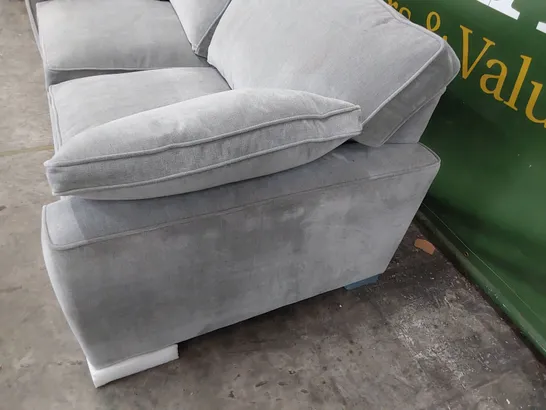 QUALITY BRITISH MADE LOUNGE Co TWO SEATER SOFA WITH BOLSTER CUSHIONS GREY PLUSH FABRIC 