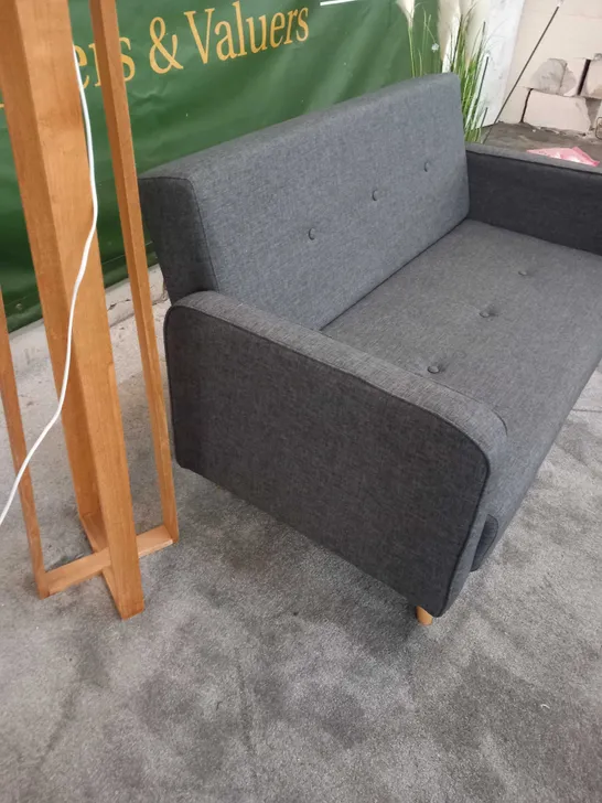 BRAND NEW RAMONA CHARCOAL BUTTON BACK TWO SEATER SOFA