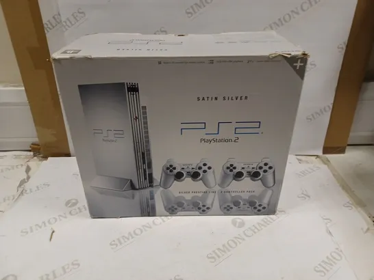 SATIN SILVER PLAYSTATION 2 WITH TWO CONTROLLERS