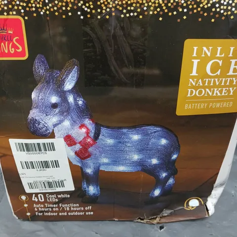 BOXED THREE KINGS INLIT ICE NATIVITY DONKEY