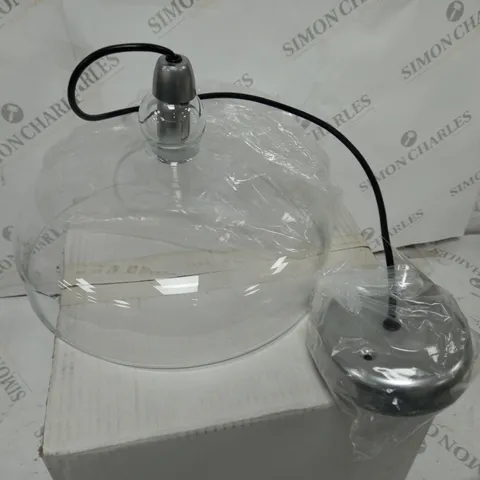 BOXED NORDEN MIRABELLA 1-LIGHT SILVER AND GLASS CEILING DOME PENDANT / COLLECTION ONLY