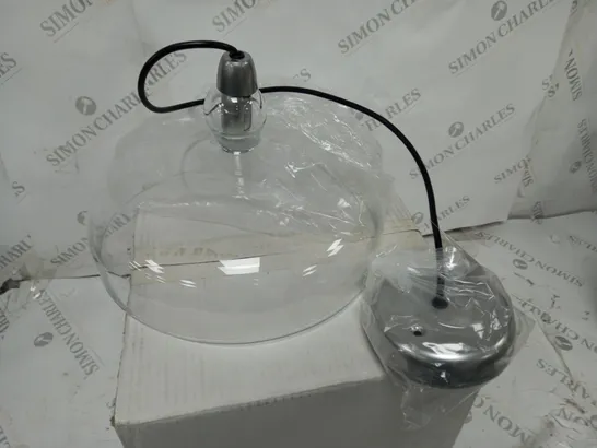 BOXED NORDEN MIRABELLA 1-LIGHT SILVER AND GLASS CEILING DOME PENDANT / COLLECTION ONLY