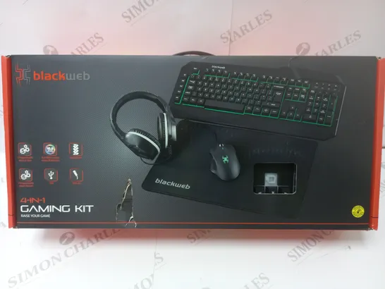 BRAND NEW BOXED BLACKWEB 4 IN 1 GAMING KIT INCLUDING KEYBOARD, MOUSE AND HEADSET