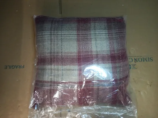 SLEEPDOWN CHECK CUSHION IN WINE COLOUR - 45X45CM